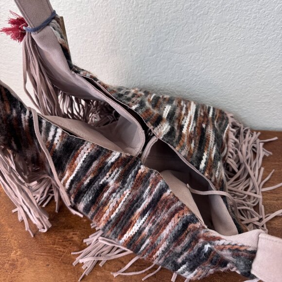 Johnny Was Bag Purse Elodie Suede Leather Fringe Boho Western Rodeo Textured EUC - Picture 7 of 17